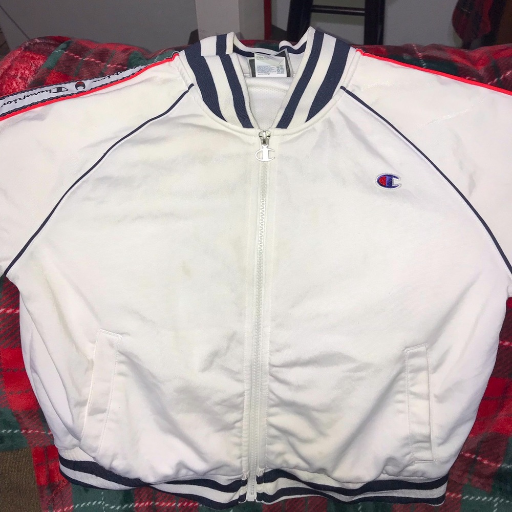 Champion zip up sweater white